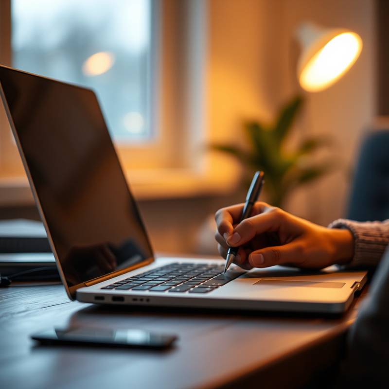 Person writing on a laptop